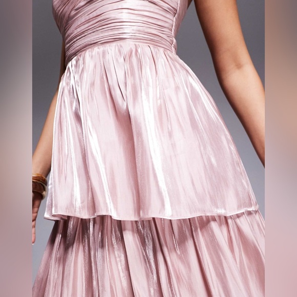 Lulus strapless tiered maxi dress in mauve B285 - Picture 3 of 6